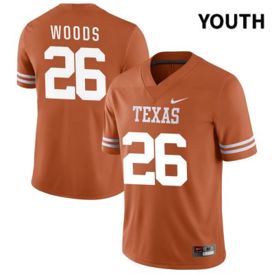 Texas Longhorns Youth #26 Ky Woods Authentic Orange NIL 2022 College Football Jersey IDP24P3V